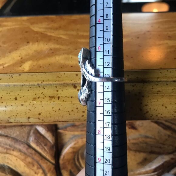 Natural Turquoise Sterling Silver Ring Size 6 - Picture 4 of 8